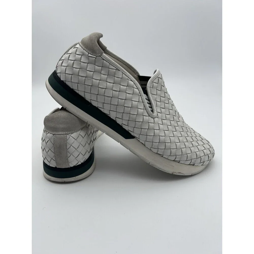 Bottega Veneta White Intrecciato Woven Leather Shoes Mens US 8.5-9 EU 42